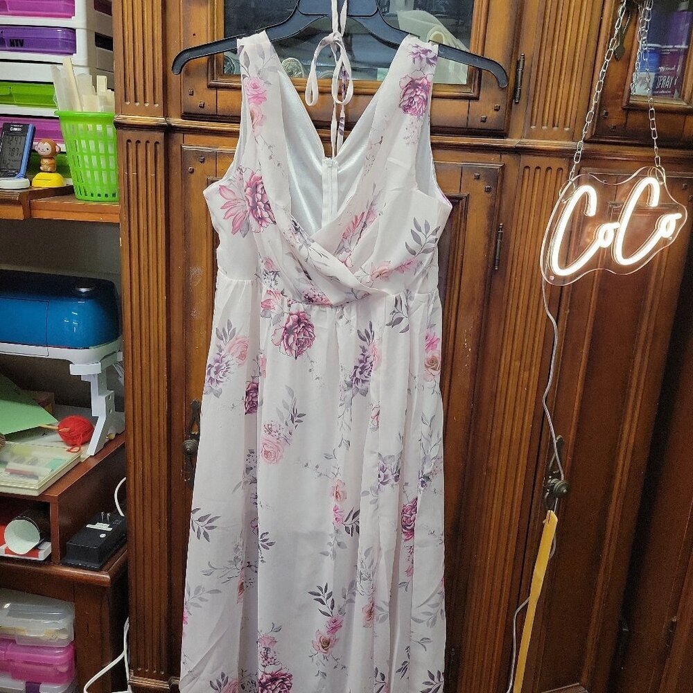 Floral Sleeveless Sheer under slip/skirt Summer Maxi Dress Easter